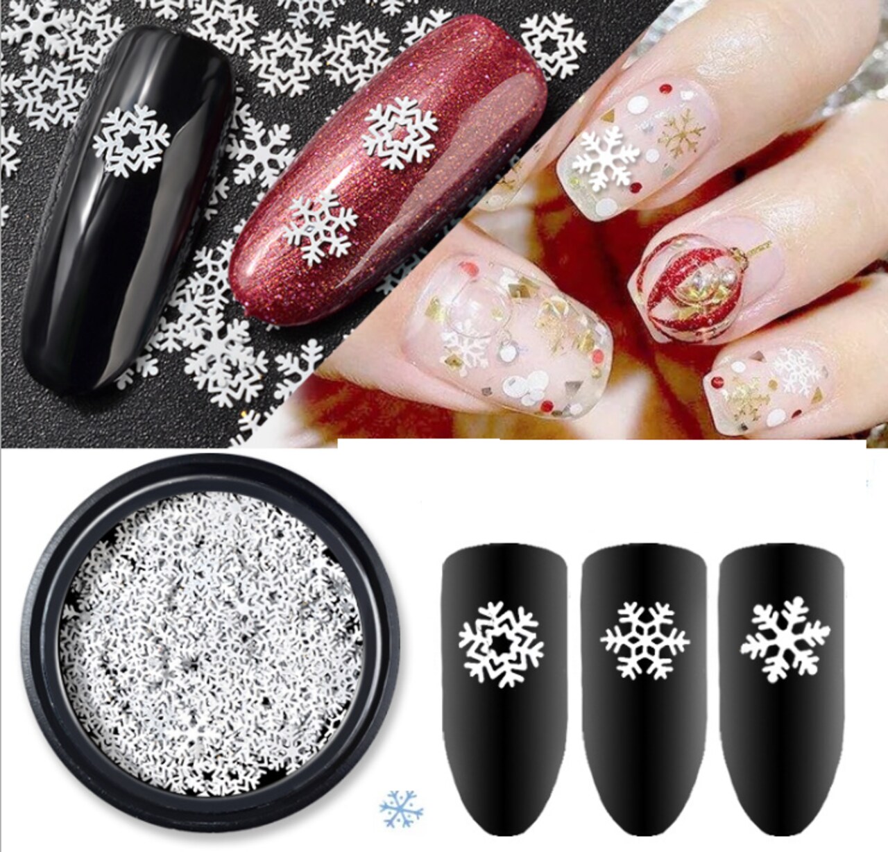 Kitcheniva Christmas Matte White Snowflakes Nail Art Stickers Decals Transfers